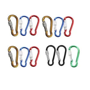 12 Piece 80Mm Assorted Colors Carabiner Clip Hooks Yd 71895