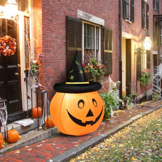 4 Feet Halloween Inflatable Pumpkin Lantern with Hat