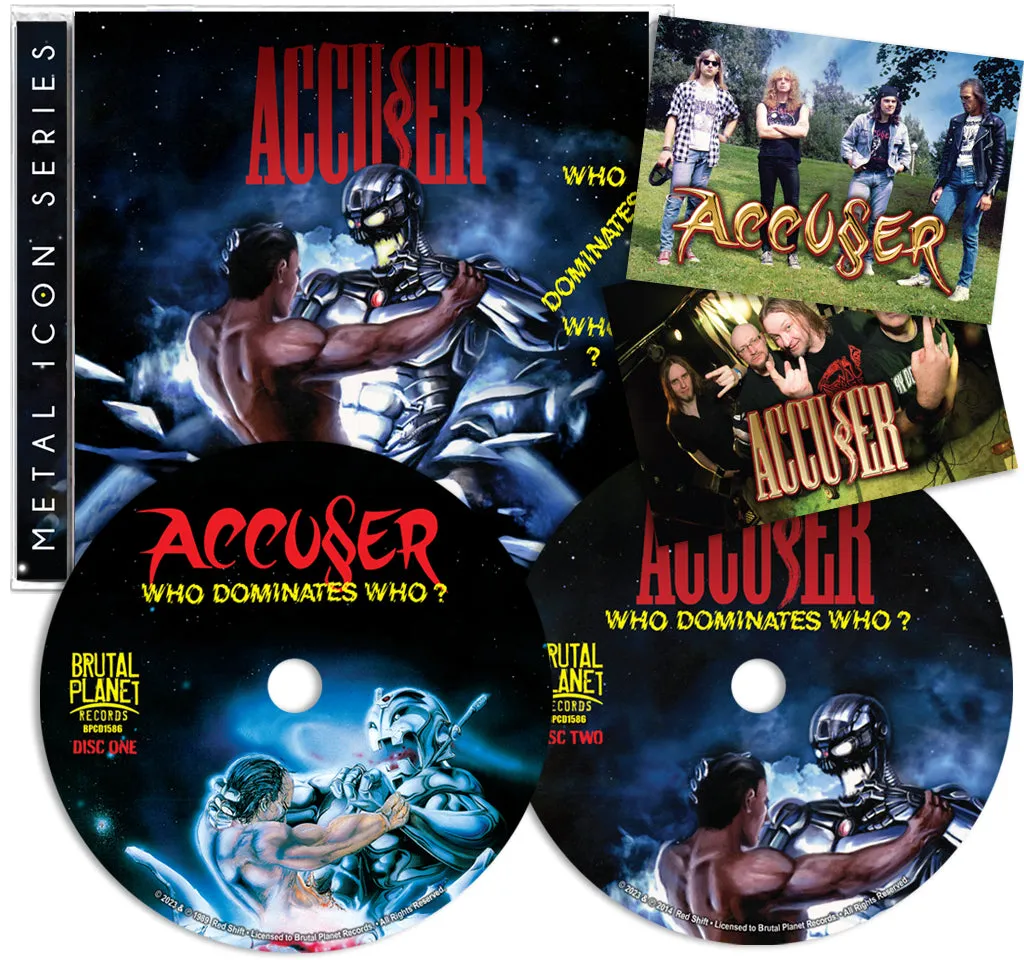 Accu§er - Who Dominates Who?   2x Ltd Collector Cards (*NEW 2-CD Set, 2023, Brutal Planet) Remastered Crunchy 80's Thrash CLASSIC!