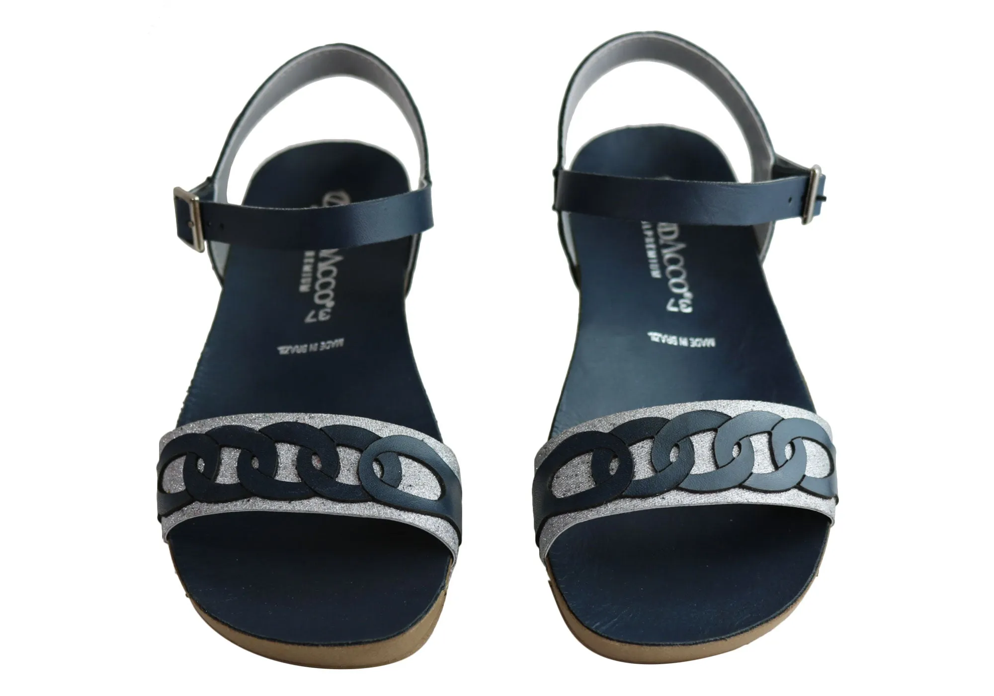 Andacco Corrie Womens Comfortable Leather Flat Sandals Made In Brazil