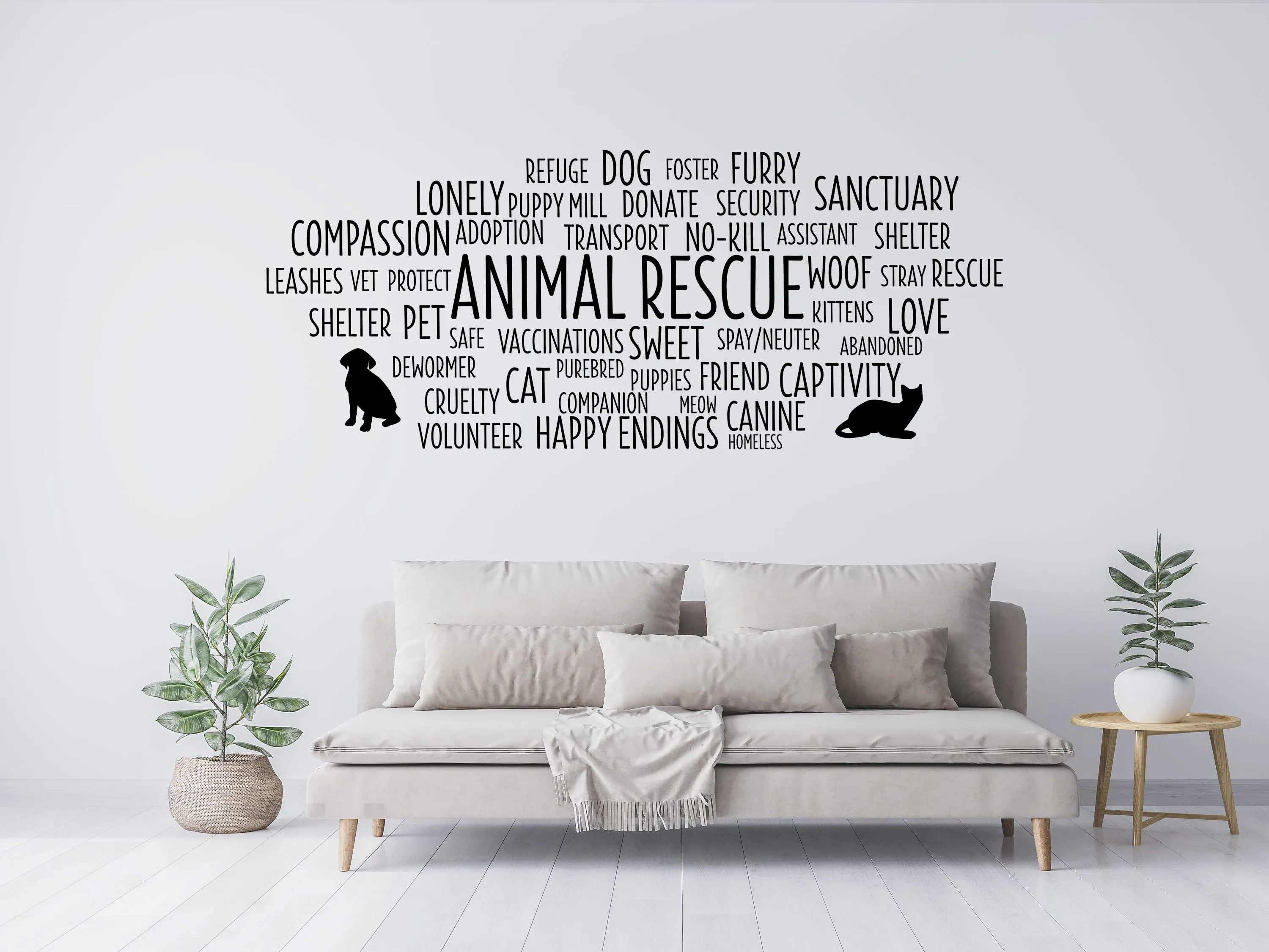 Animal Rescue Word Cloud Wall Decal