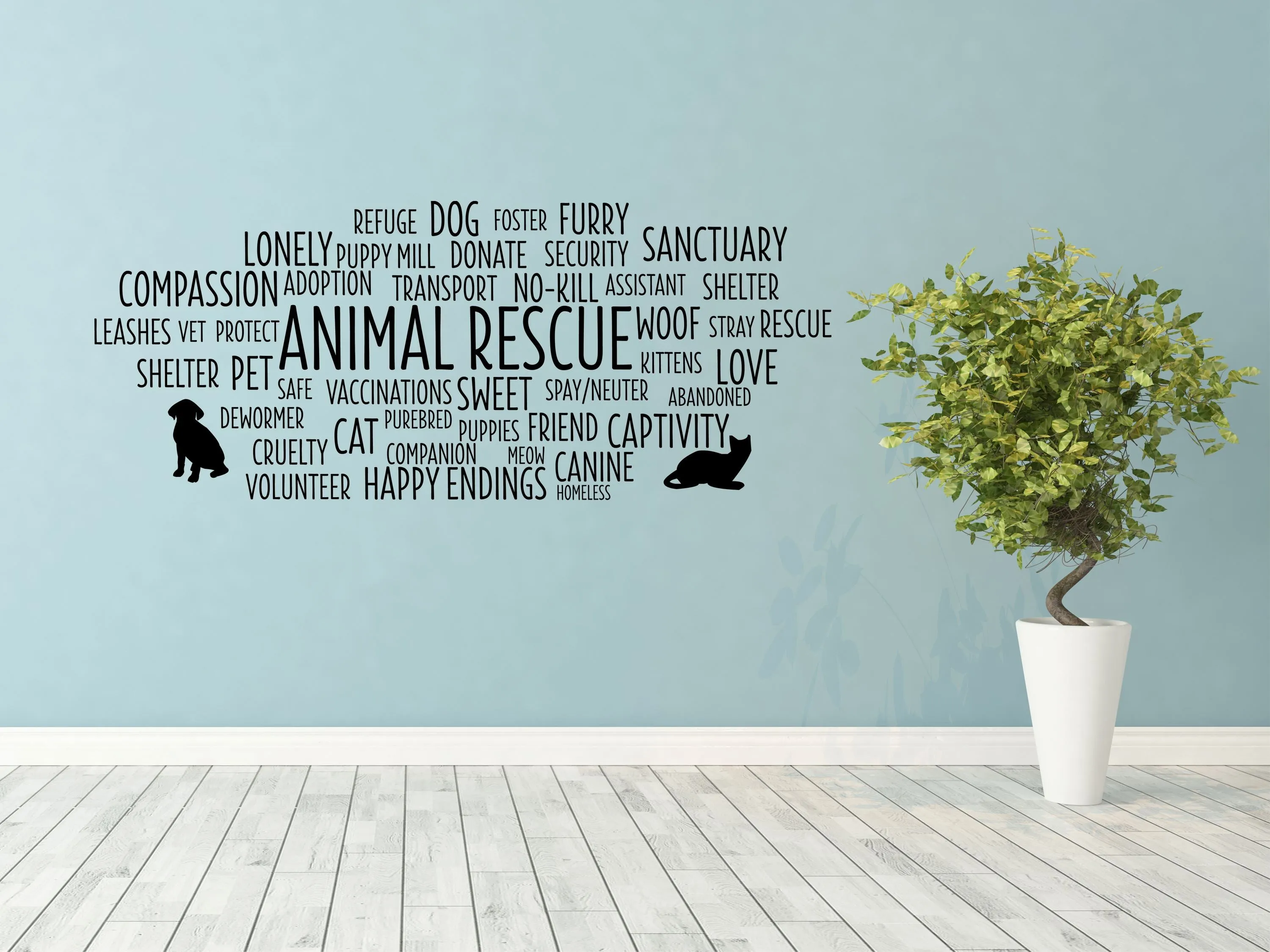 Animal Rescue Word Cloud Wall Decal