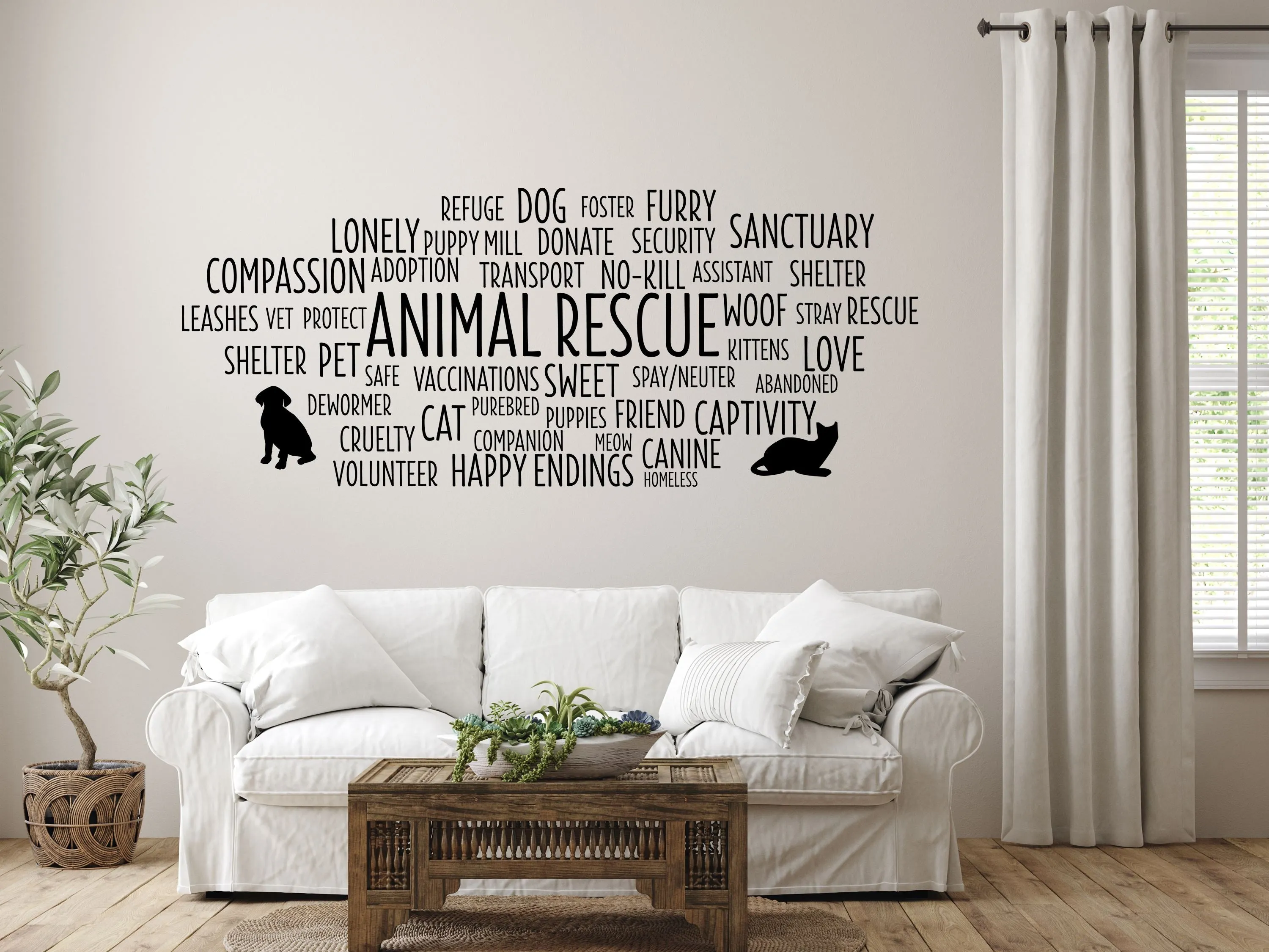 Animal Rescue Word Cloud Wall Decal