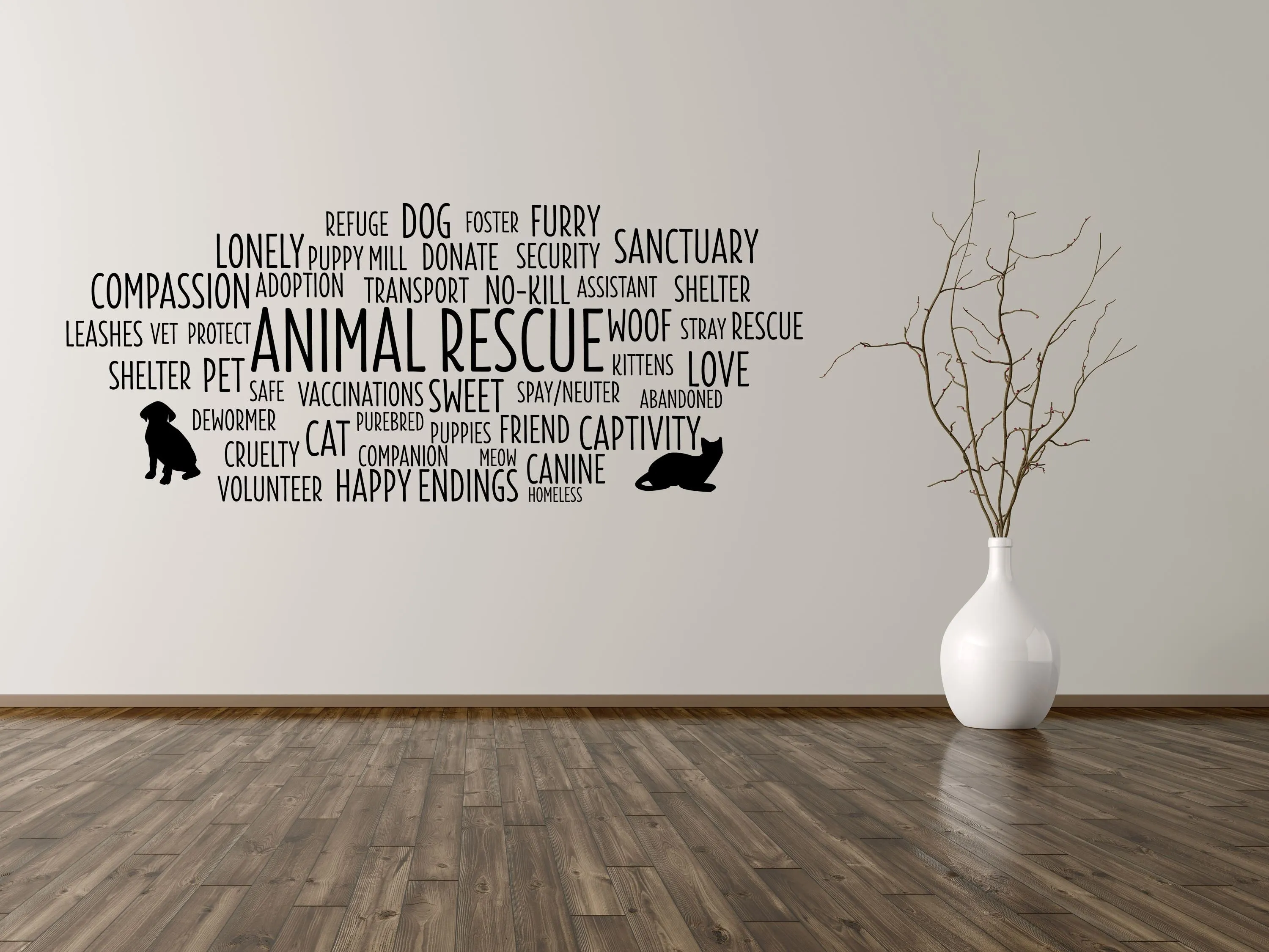 Animal Rescue Word Cloud Wall Decal