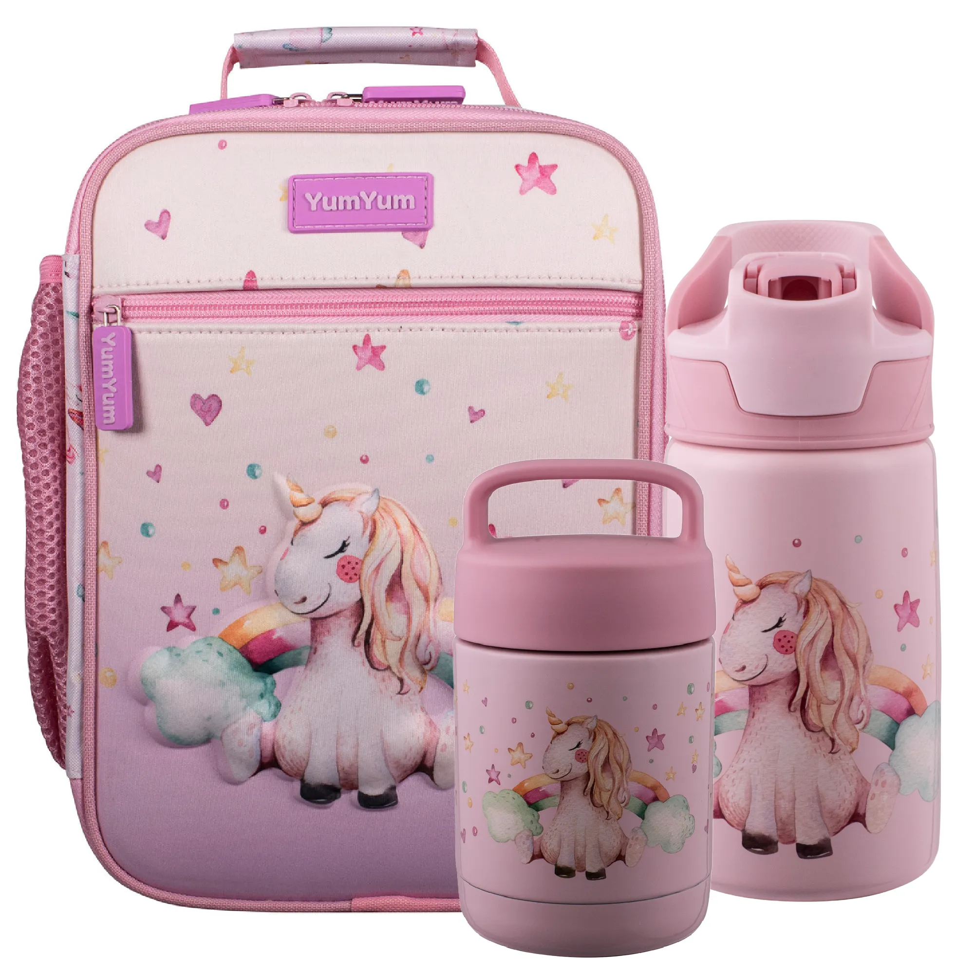 Avanti Insulated Lunch Bag, Food Jar & Bottle Bundle - Unicorn Dreaming