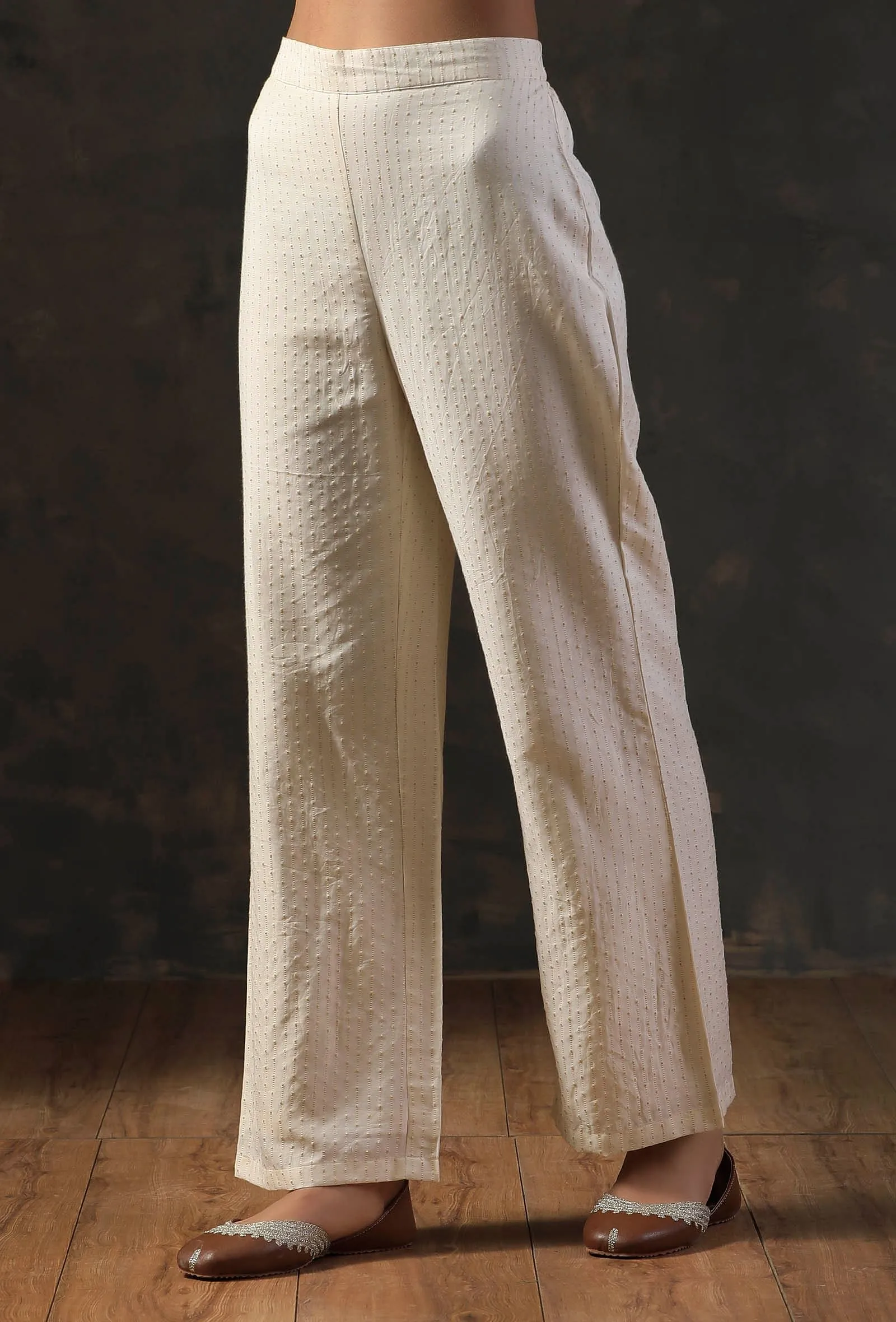 Beige Straight Pants