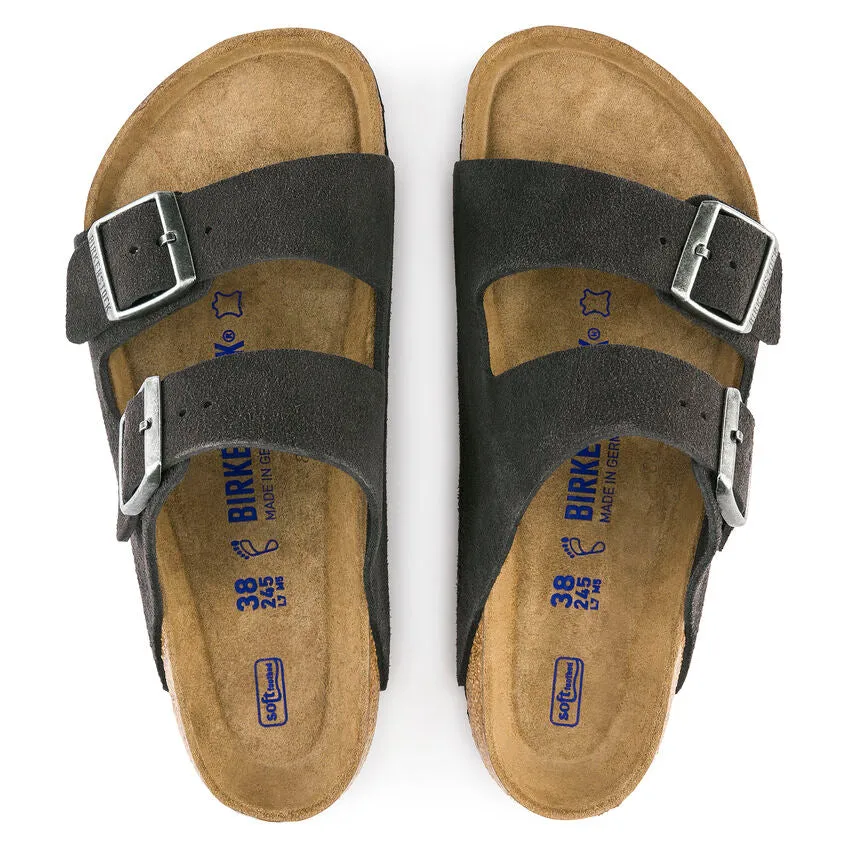 BIRKENSTOCK ARIZONA SOFT FOOTBED SANDAL - VELVET GRAY SUEDE