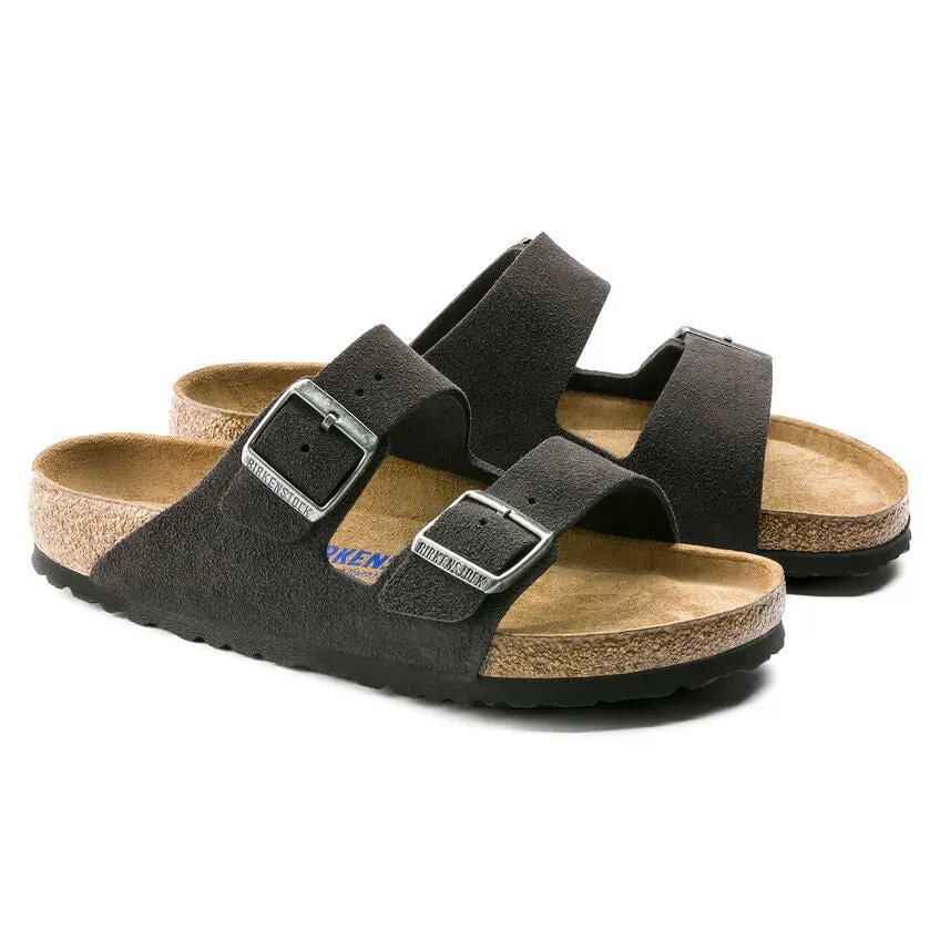 BIRKENSTOCK ARIZONA SOFT FOOTBED SANDAL - VELVET GRAY SUEDE