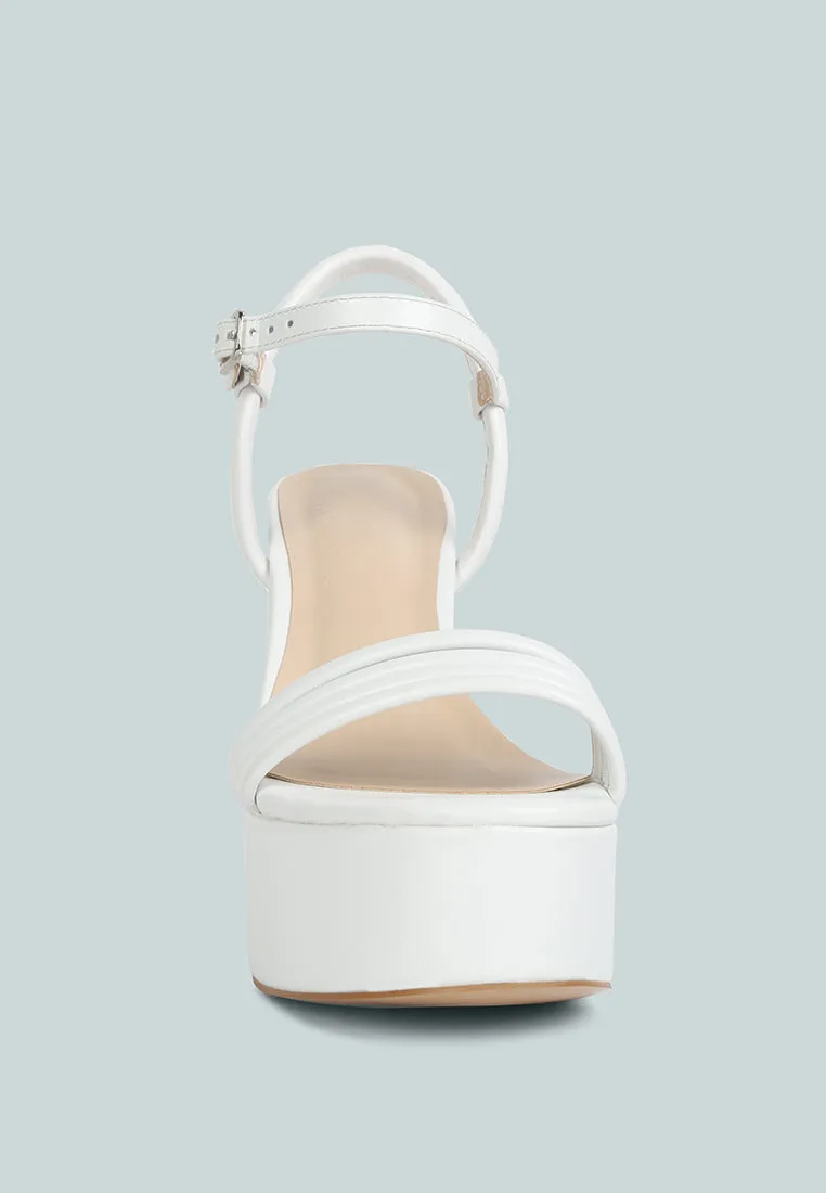 Cruella White Block Heel Platform Sandals