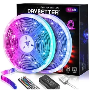 Daybetter 5050 RGB Flexible Color Changing Remote Control Led Strip Lights - 65.6ft