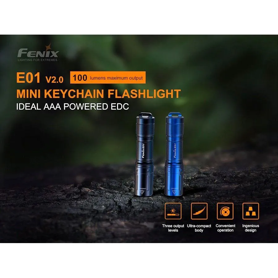 Fenix E01 V2.0 Miniature Flashlight - Black