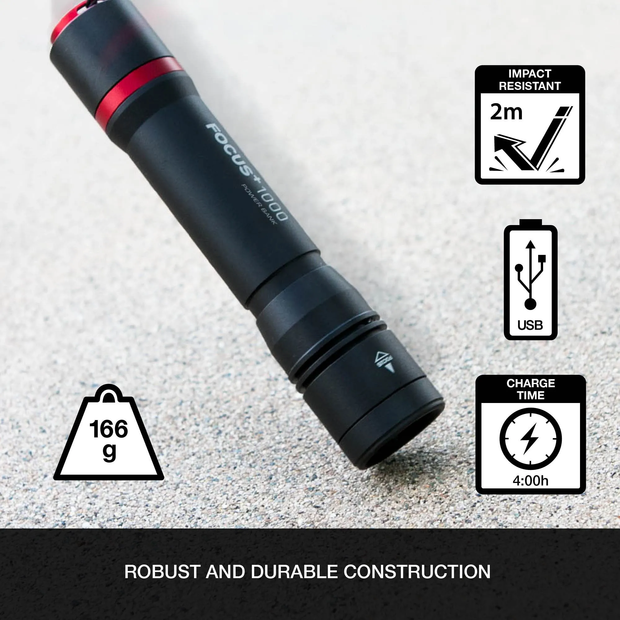 FOCUS  1000 with Power Bank Handheld Flashlight