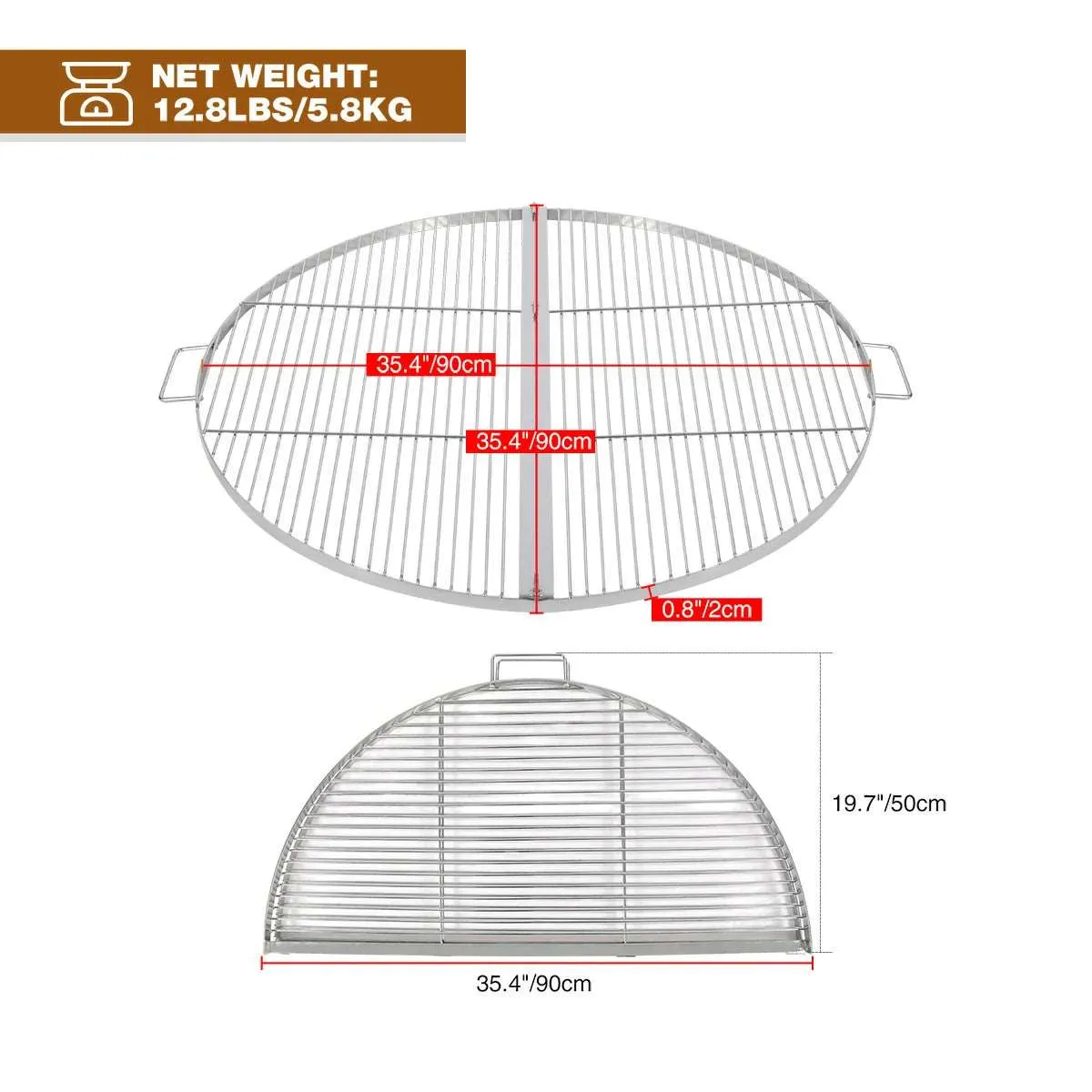 Foldable Fire Pit Grill Cooking Grate with Handle