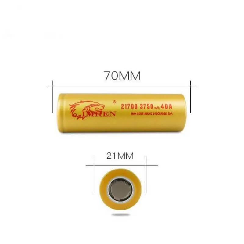 IMREN 21700 3750mAh 40A Rechargeable Lithium Battery  (2PCS/Pack)