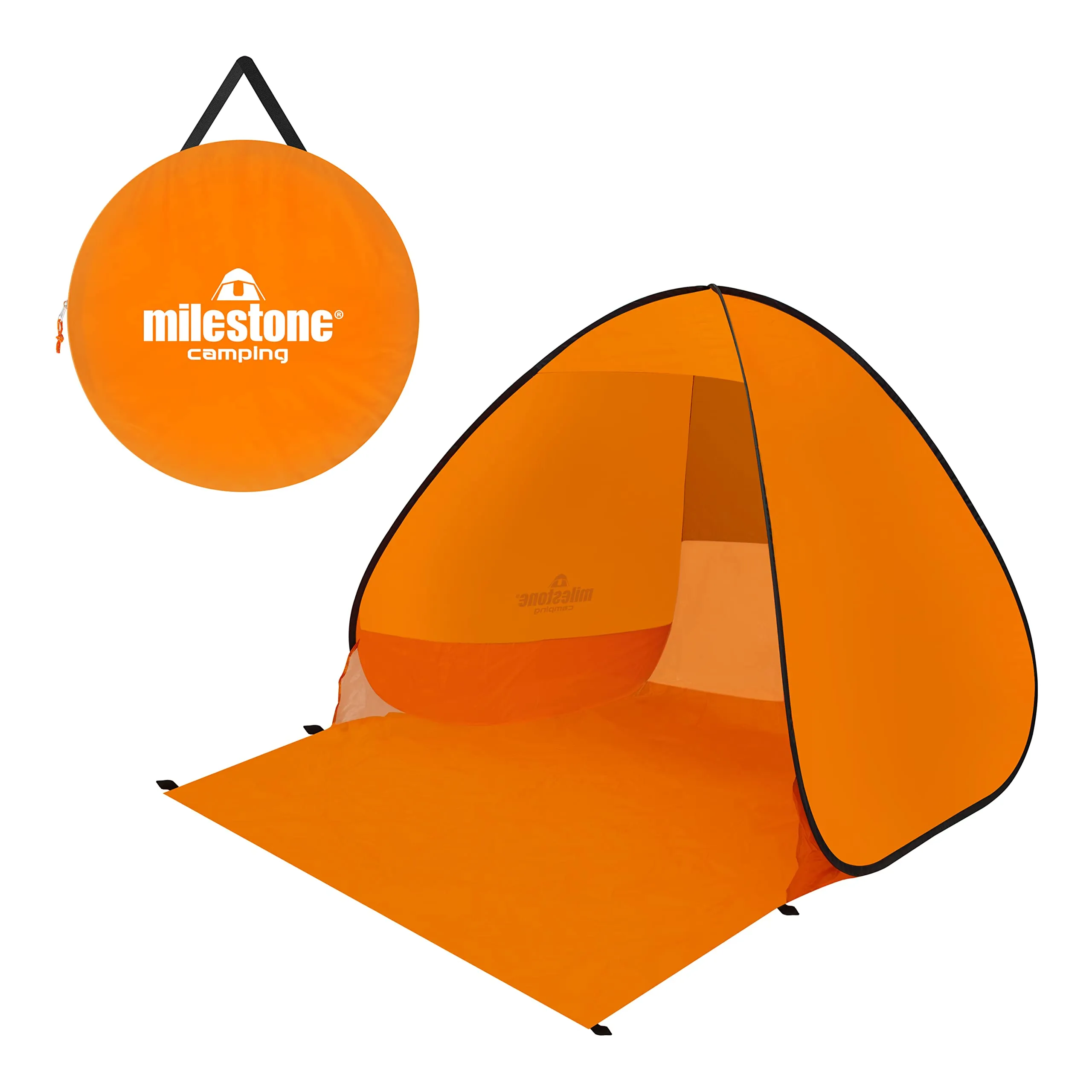 Milestone Camping 18889 Pop Up Beach Tent With Extendable Ground Sheet / UV50  Protection / Water Resistant / Portable Carry Bag Included / 2 Security Pockets / 110cm x 150cm x 165cm