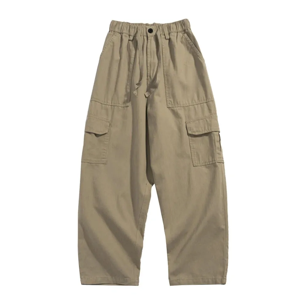 Multi-Pocket Cargo Pants Safari Style Straight-leg Trousers