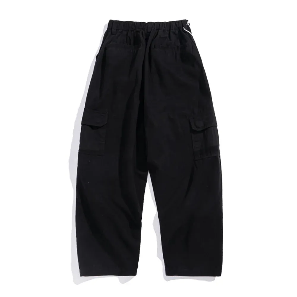 Multi-Pocket Cargo Pants Safari Style Straight-leg Trousers