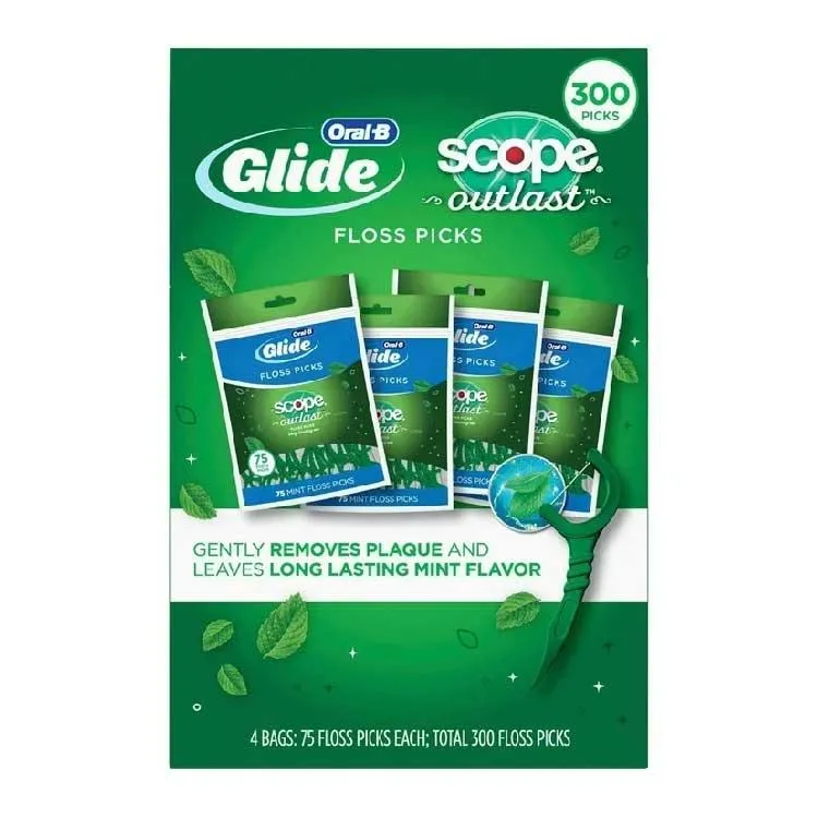 Oral-B Glide Floss Picks, Scope Outlast (75 ct., 4 pk.) 300 ct