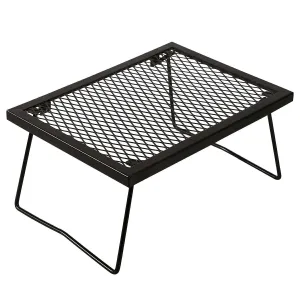 Portable Heavy Duty Folding Steel Campfire Grill Grate for Outdoor Cooking, Black