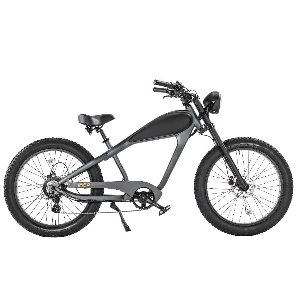 Revi Bikes Cheetah Café Racer 750W 48V Fat Tire Cruiser Electric Bike