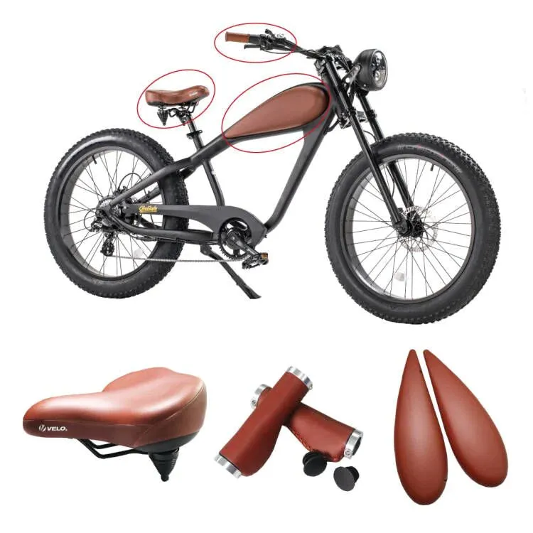 Revi Bikes Cheetah PLUS Café Racer 750W 48V 17.5Ah Fat Tire Cruiser Electric Bike