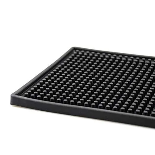 Tebery Black Mat 12" x 6" Rubber Bar Service Spill Mat (2 Pack)