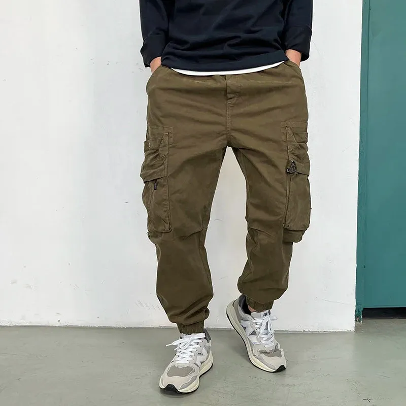 Vintage Functional Cargo Pants - High Quality Khaki Casual Jogging Trousers